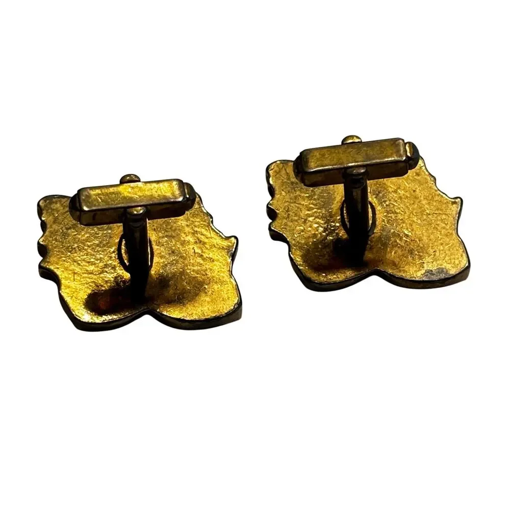 Vintage Mid Century 60's Gold Cufflinks Thespian masks comedy & tragedy faces